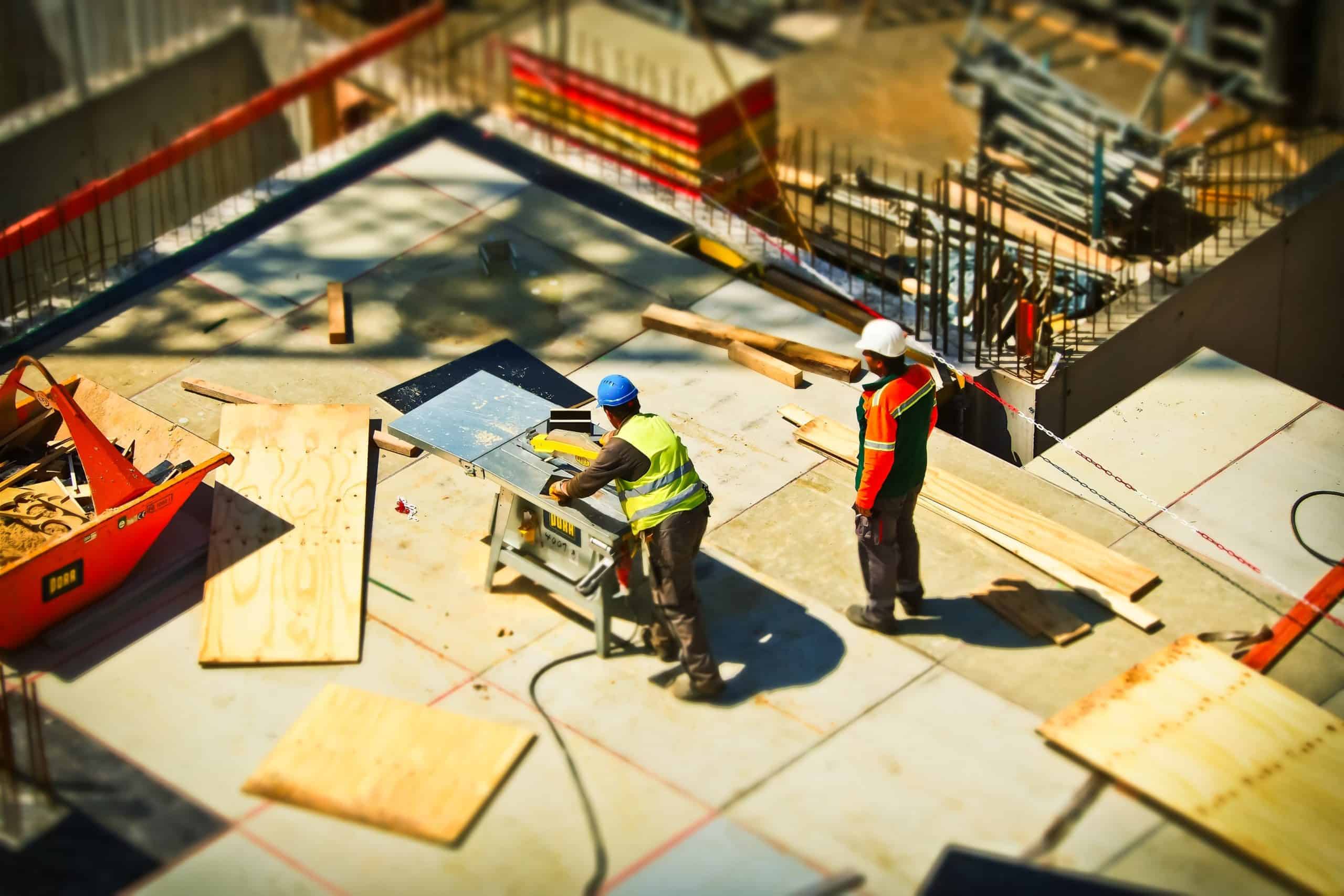 Two men on construction site