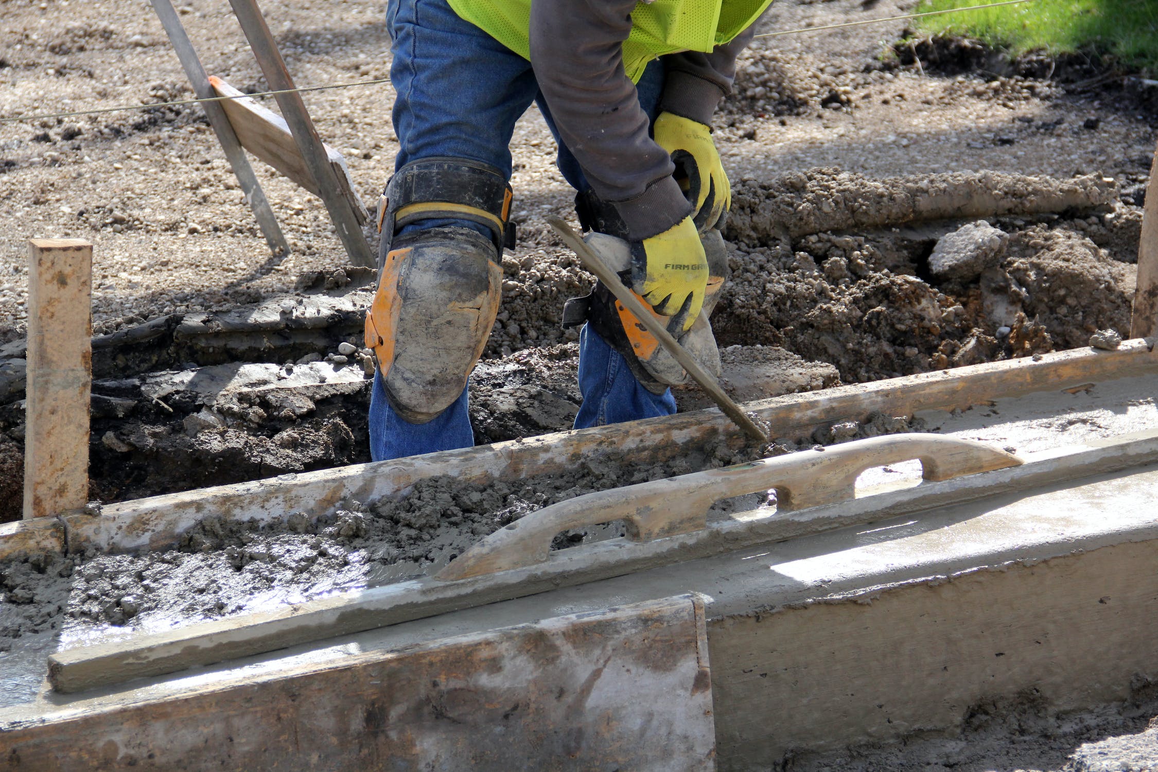 Man working with concrete